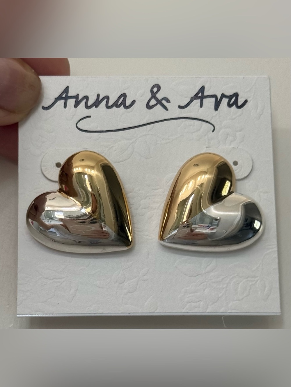 Anna & Ava 💛🩶Two-Tone  Oversized Heart Earrings🩶💛